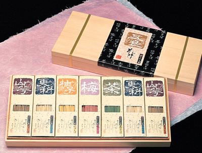 桐箱入5色7個蕎麦と長谷部の薬味のギフトセット